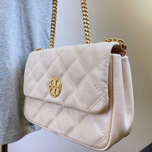 New with Tag, Tory Burch 148243 Willa Small Shoulder Bag in Brie